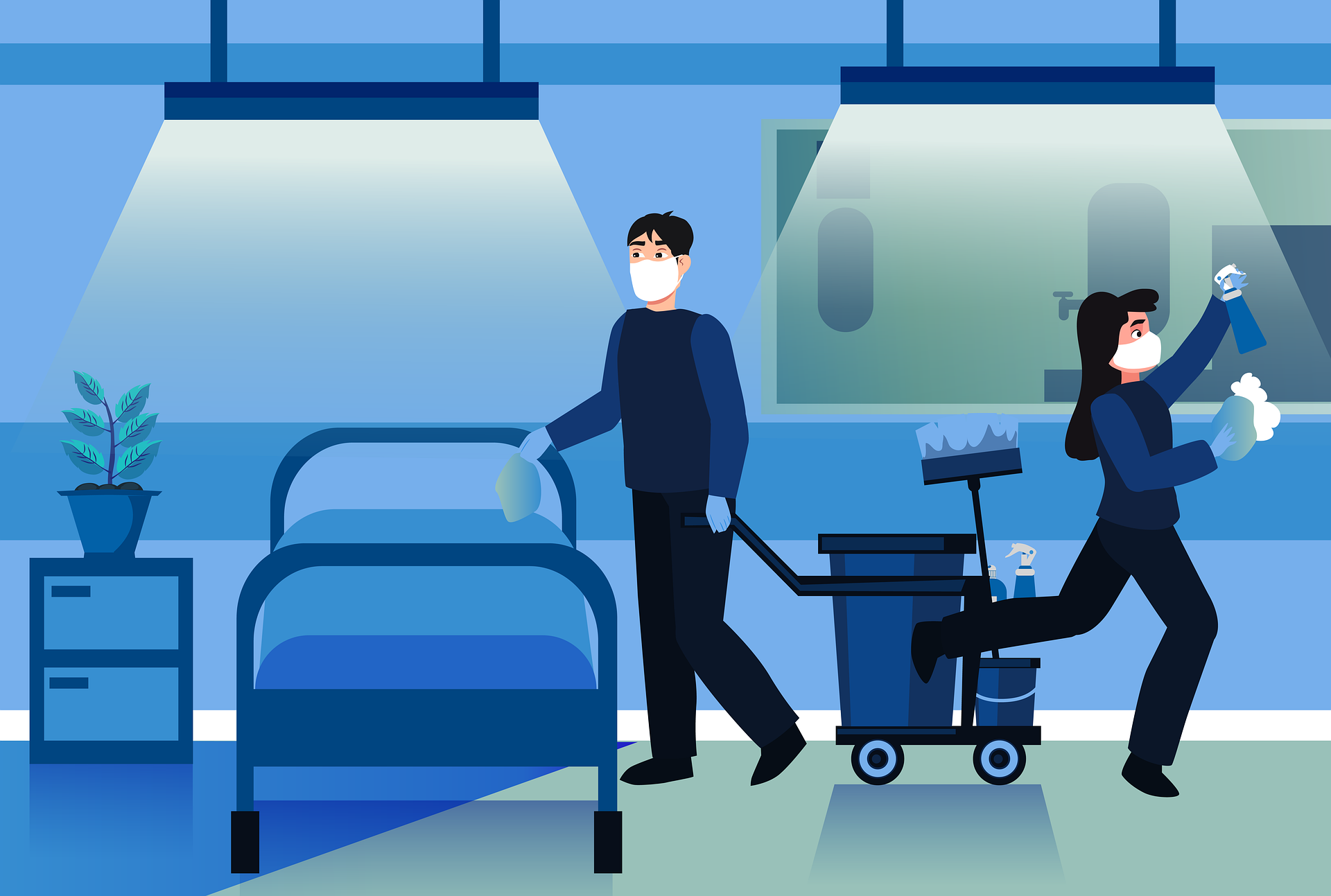 Reinigung in einem Gesundheitsobjekt